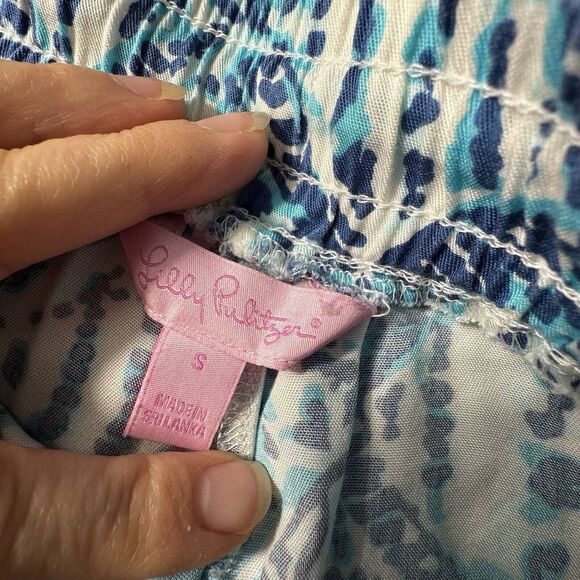 Lilly Pulitzer XS ISLAND JOGGER PANTS Blue Turquoise Tropical Pull On Tassel - Picture 3 of 9